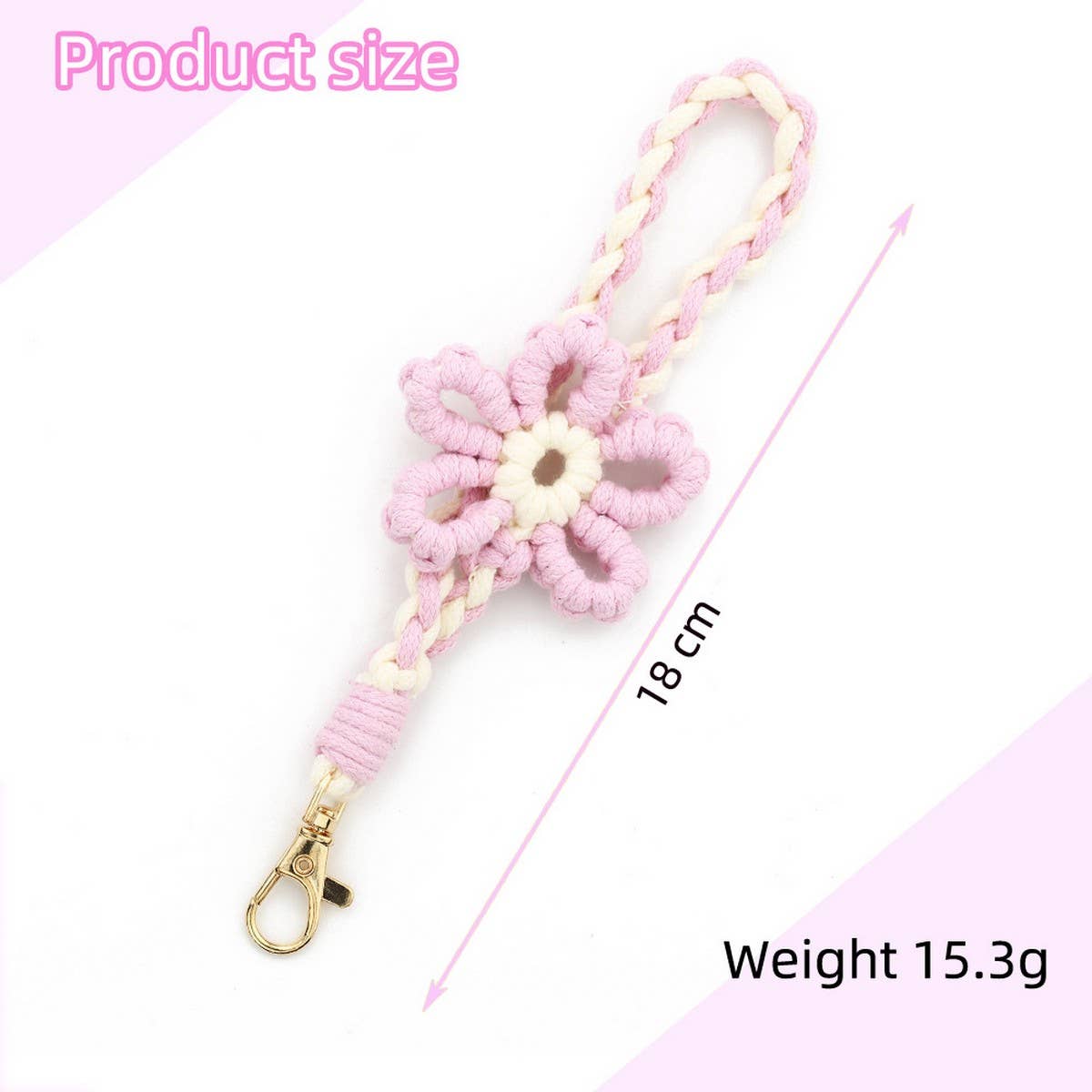 Handmade Colorful Wrist Strap Keychain with Flower_CWAB5024