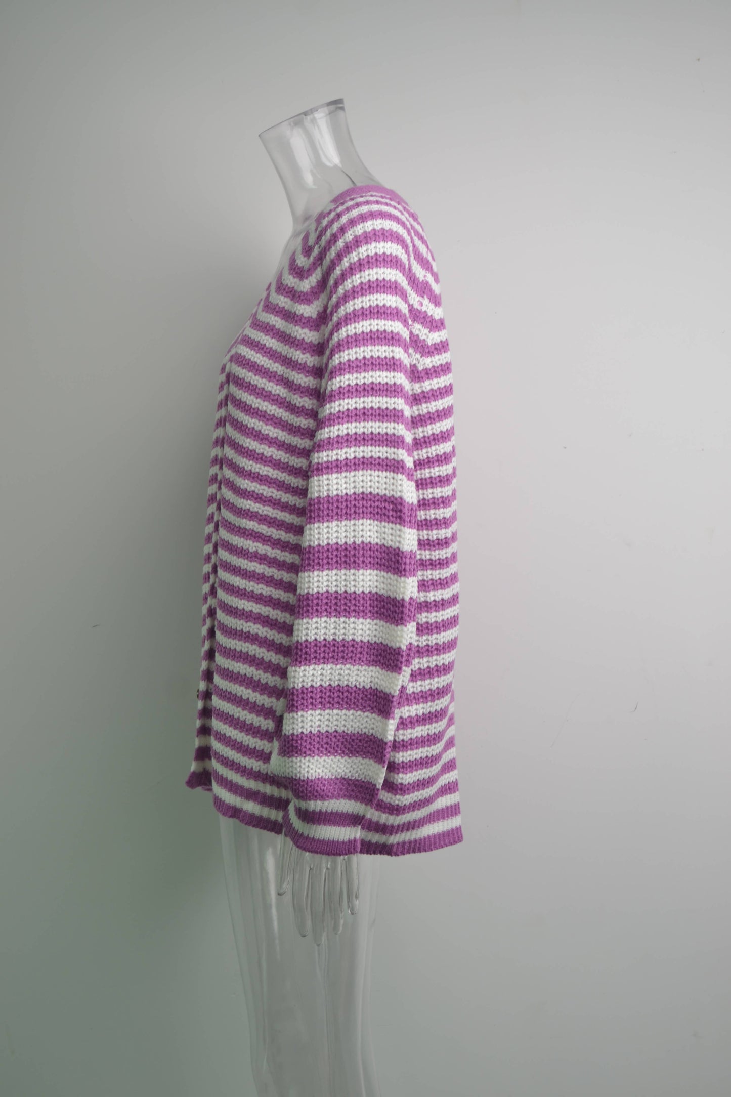 STRIPED SWEATER PLUS SIZE LOOSE KNIT