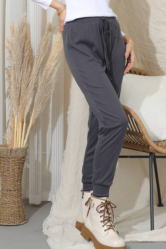 CWBLP419_WAIST TIED CASUAL TRACK JOGGER LONG PANTS