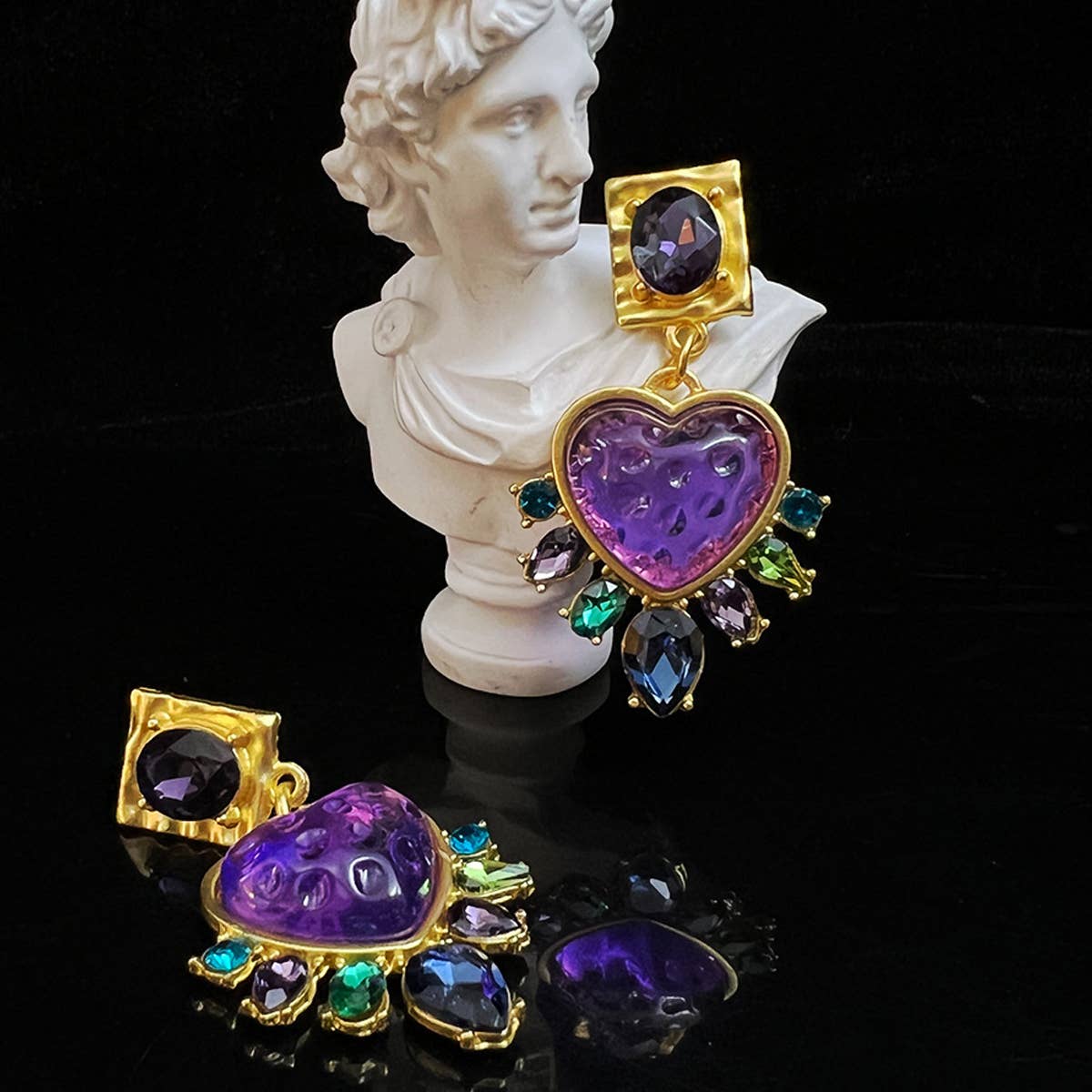 RETRO CLASSIC GLASS EARRINGS_CWAJE1107