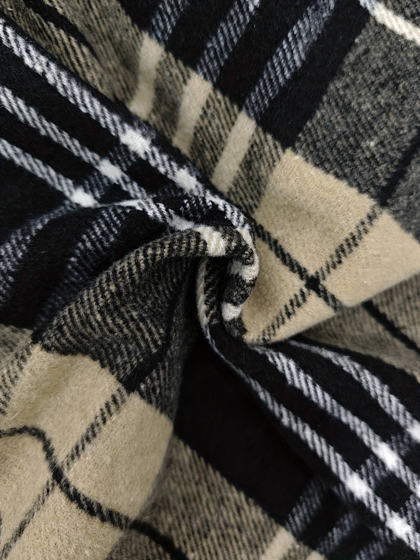 Plaid woolen cloth large pockets long skirts