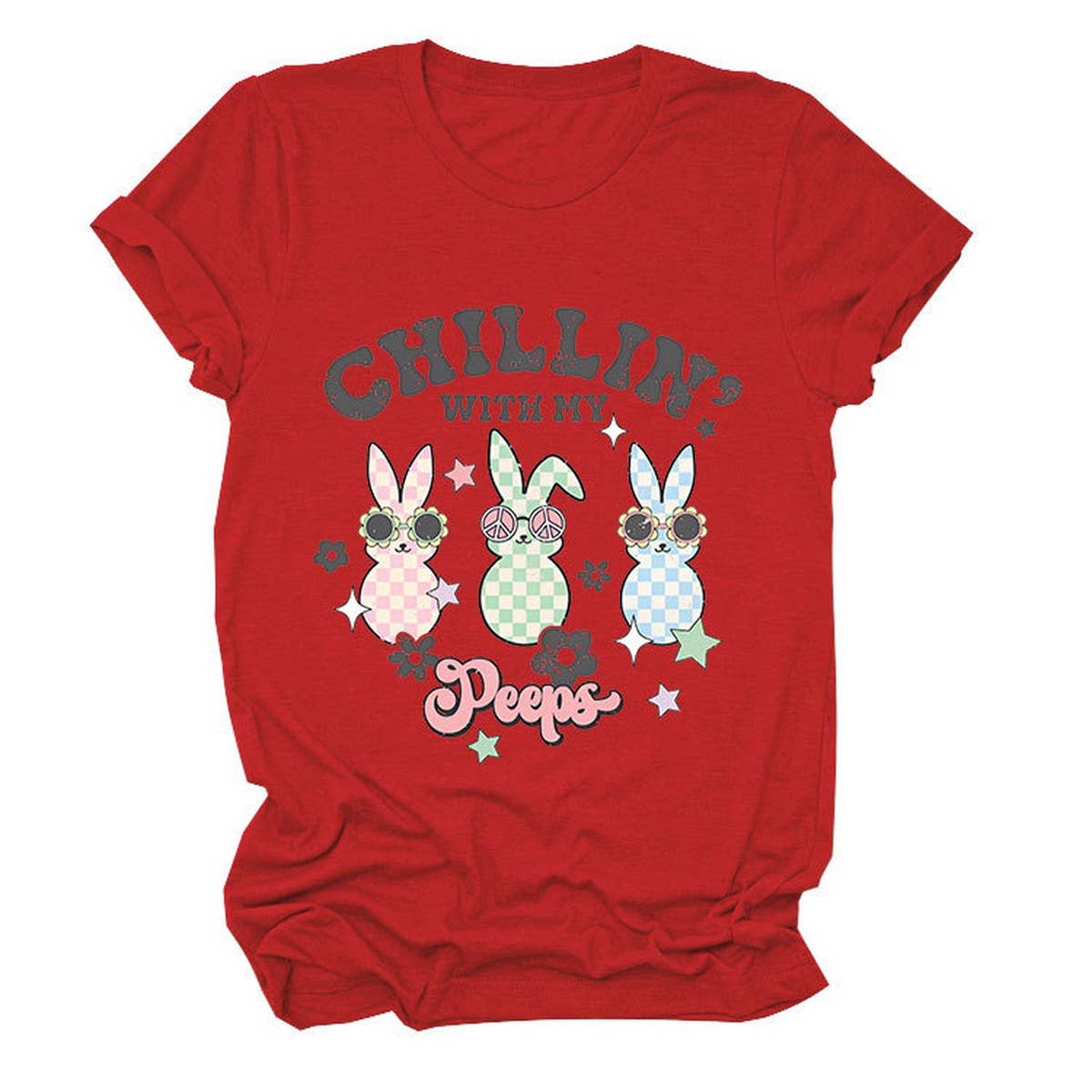 EASTER CUTE BUNNY LOOSE COMFORT SHORT SLEEVE TEES_CWTTS0867