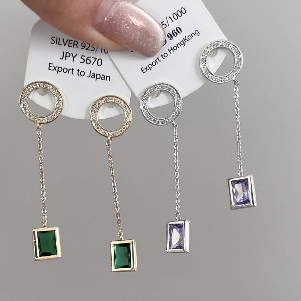 LIGHT LUXURY GEOMETRIC RING SQUARE STUD EARRINGS