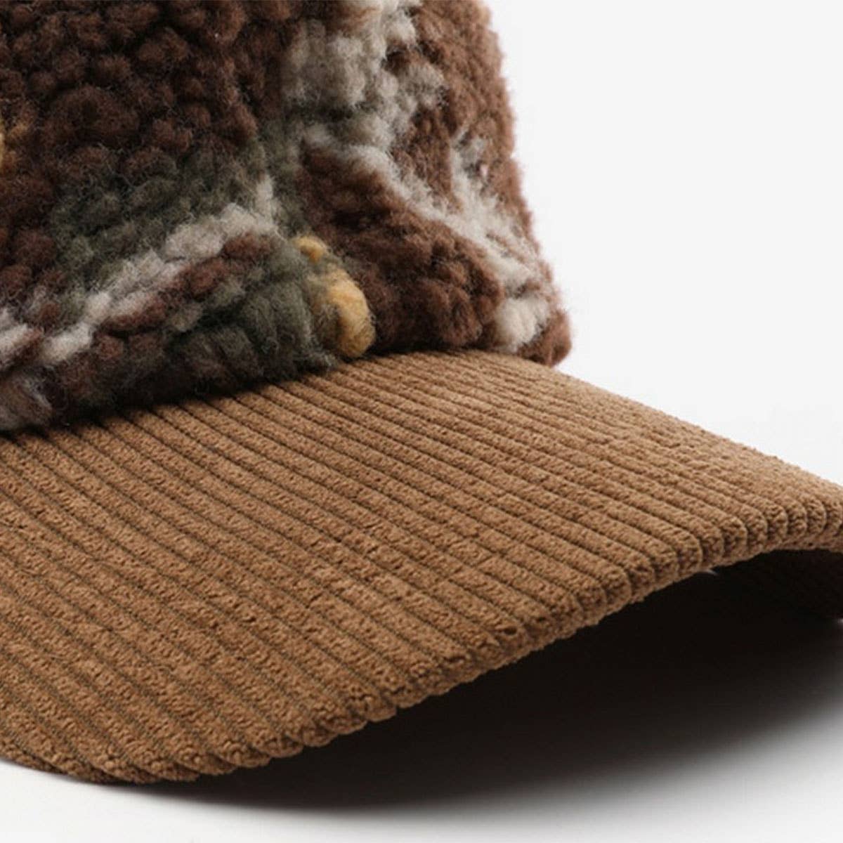 Winter Colorblock Fleece Camo Baseball Cap_CWAH2171