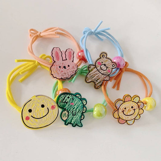 CUTE CARTOON SMILING DINOSAUR KNOTTED HAIR TIE