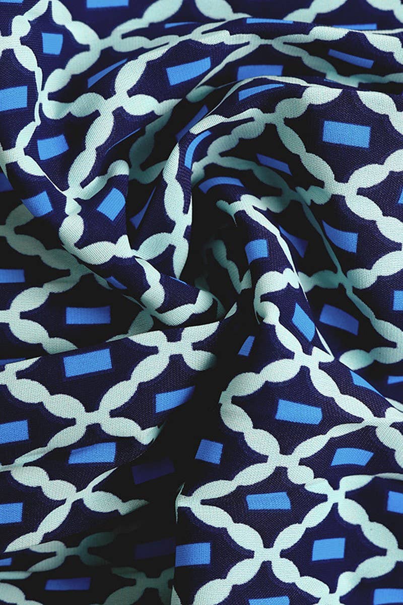 CWDMD4212_TIE-UP FLYING SLEEVES PRINTED CREW NECK DRESS