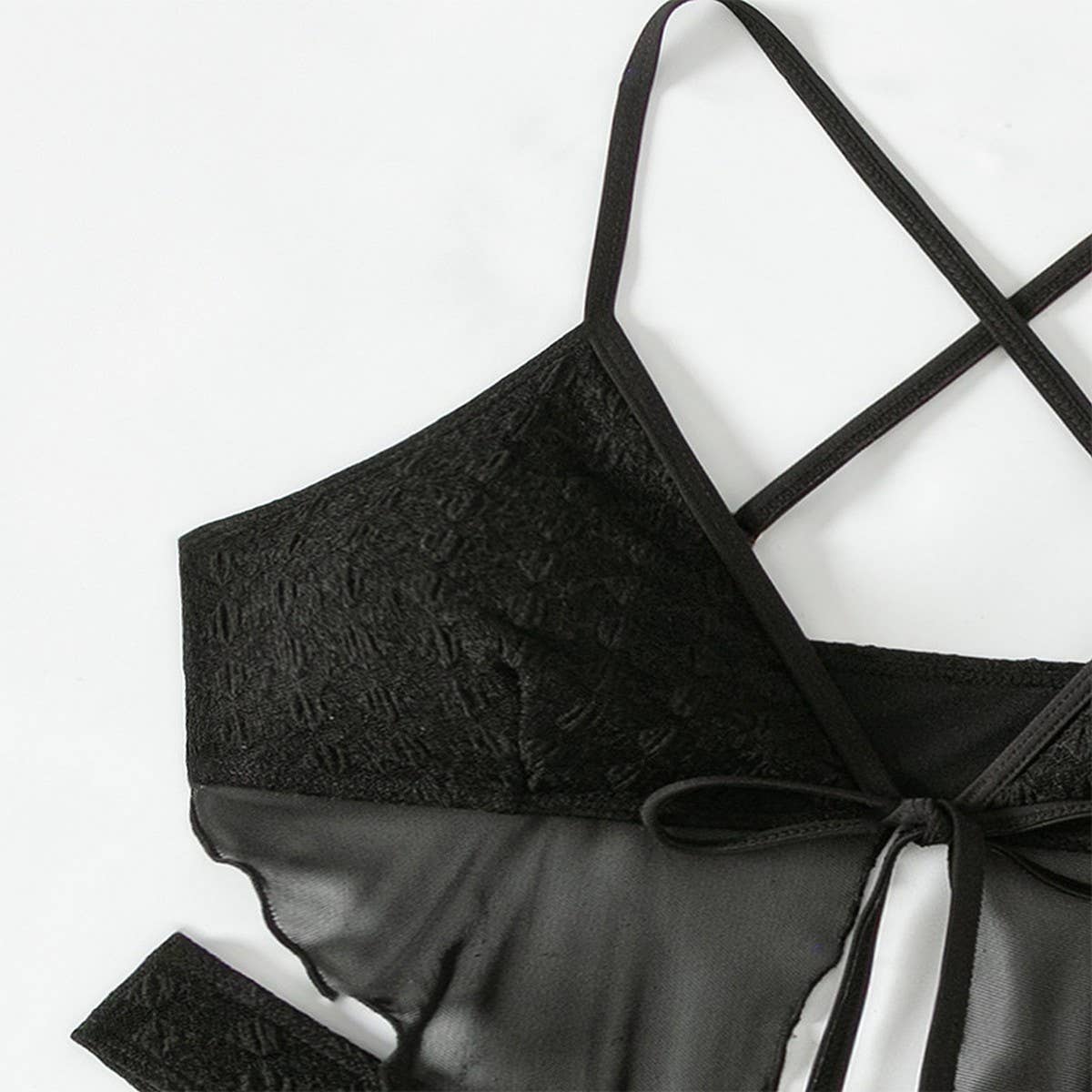 SOLID COLOR HALTER NECK BIKINI FOUR PIECE SWIMSUIT_CWMW0734