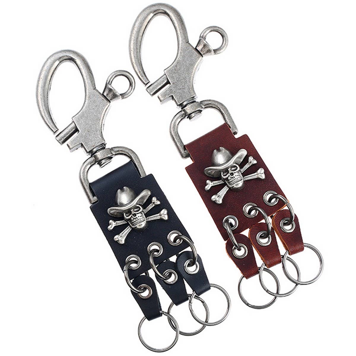 FASHION MEN'S ALLOY SKULL COWHIDE KEYCHAIN_CWMM5027