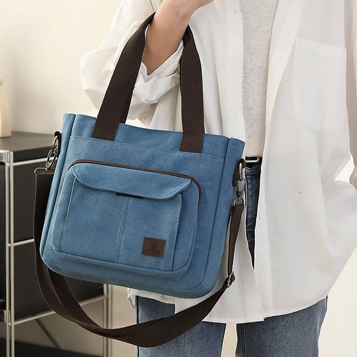 RETRO CASUAL CANVAS SHOULDER MESSENGER BAG_CWAB3483