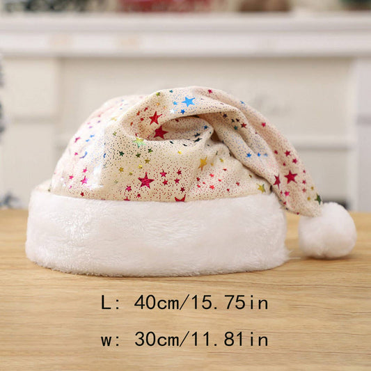 CWAH04584_RED SANTA HAT WITH GOLD STARS FOR CHRISTMAS PARTY