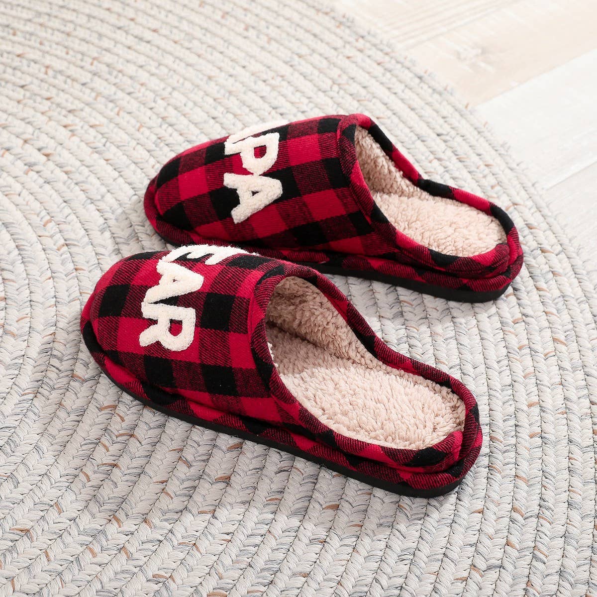 Plaid Christmas Cotton Slippers Winter Warm_CWSHF00226