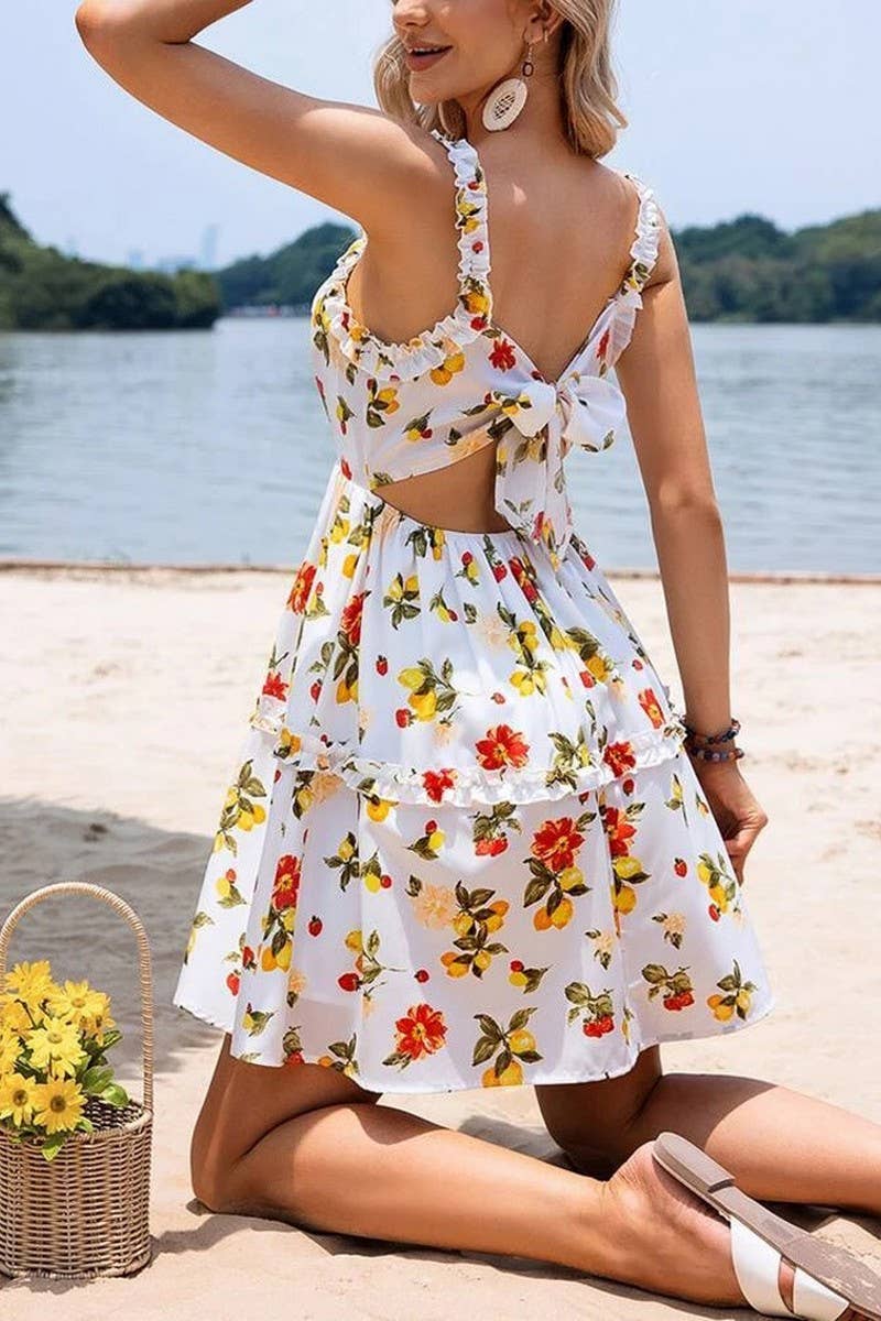 CWDHL0983_SPRING AND SUMMER HALTER BACK BOW DRESS
