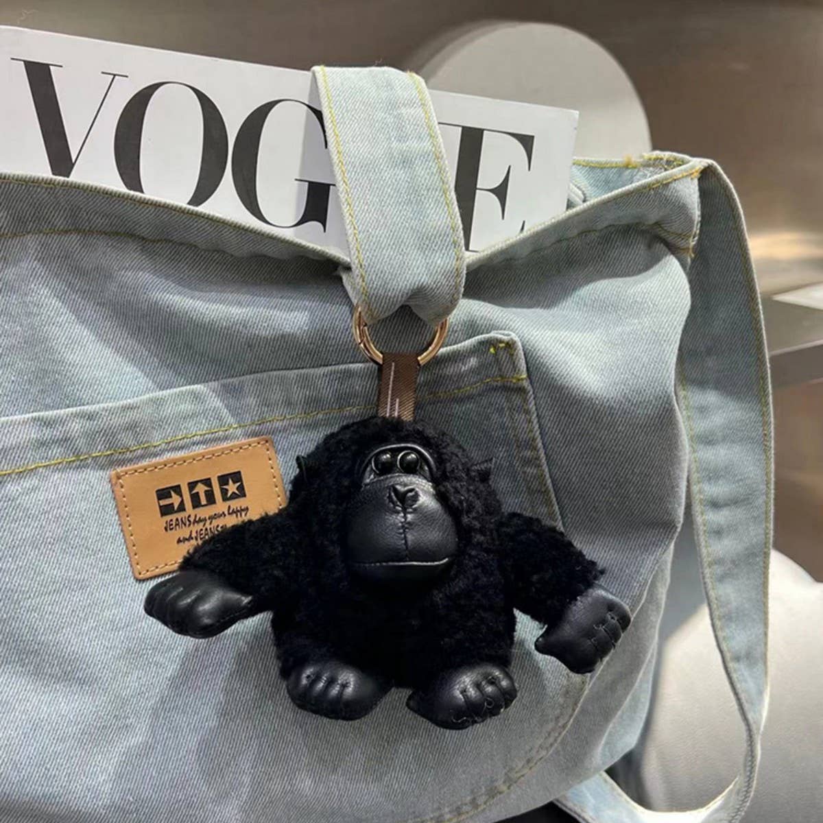 CUTE WOOL CHIMPANZEE CAR KEYCHAIN FUR PENDANT