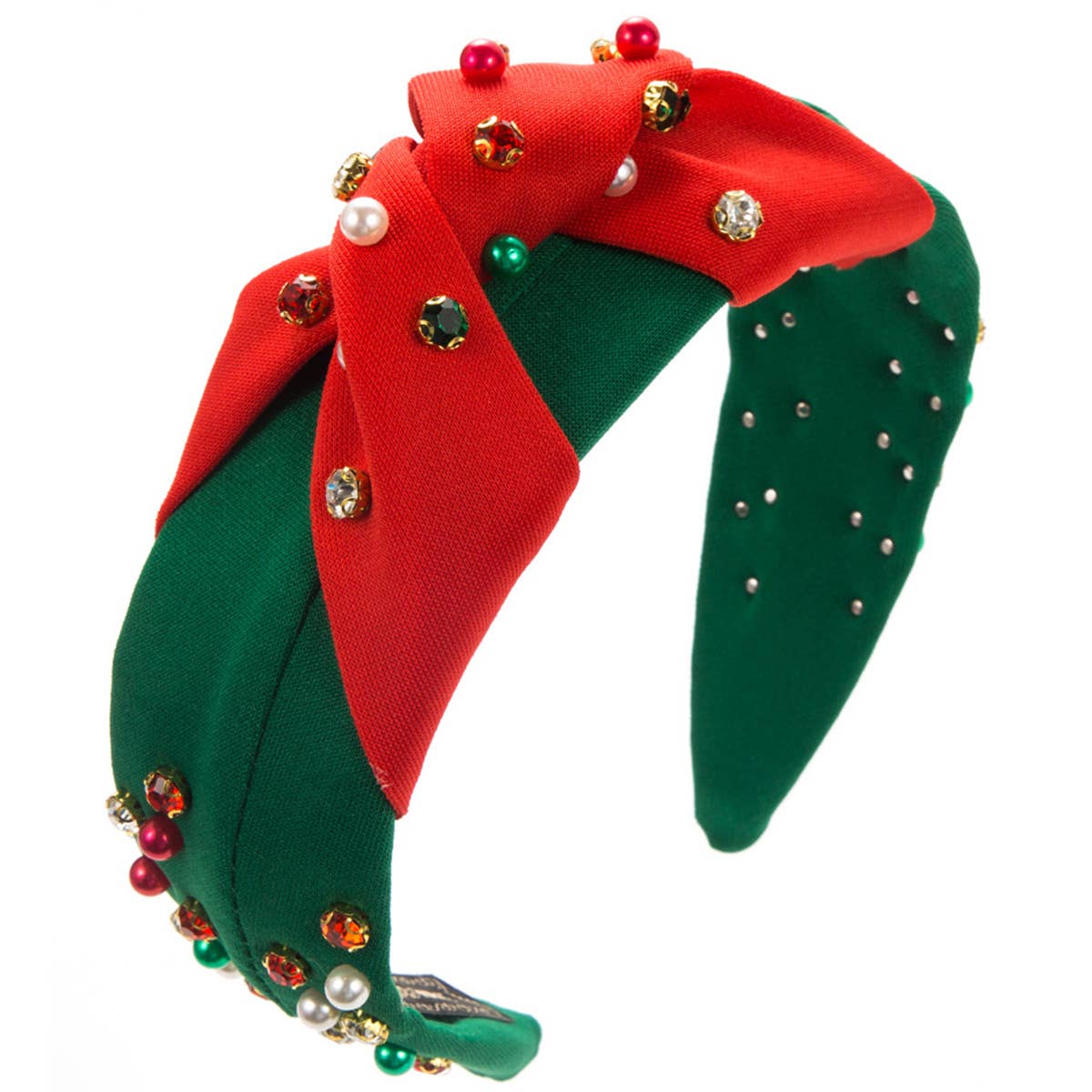 CHRISTMAS RED GREEN HAIR HOOP NAIL BEADS