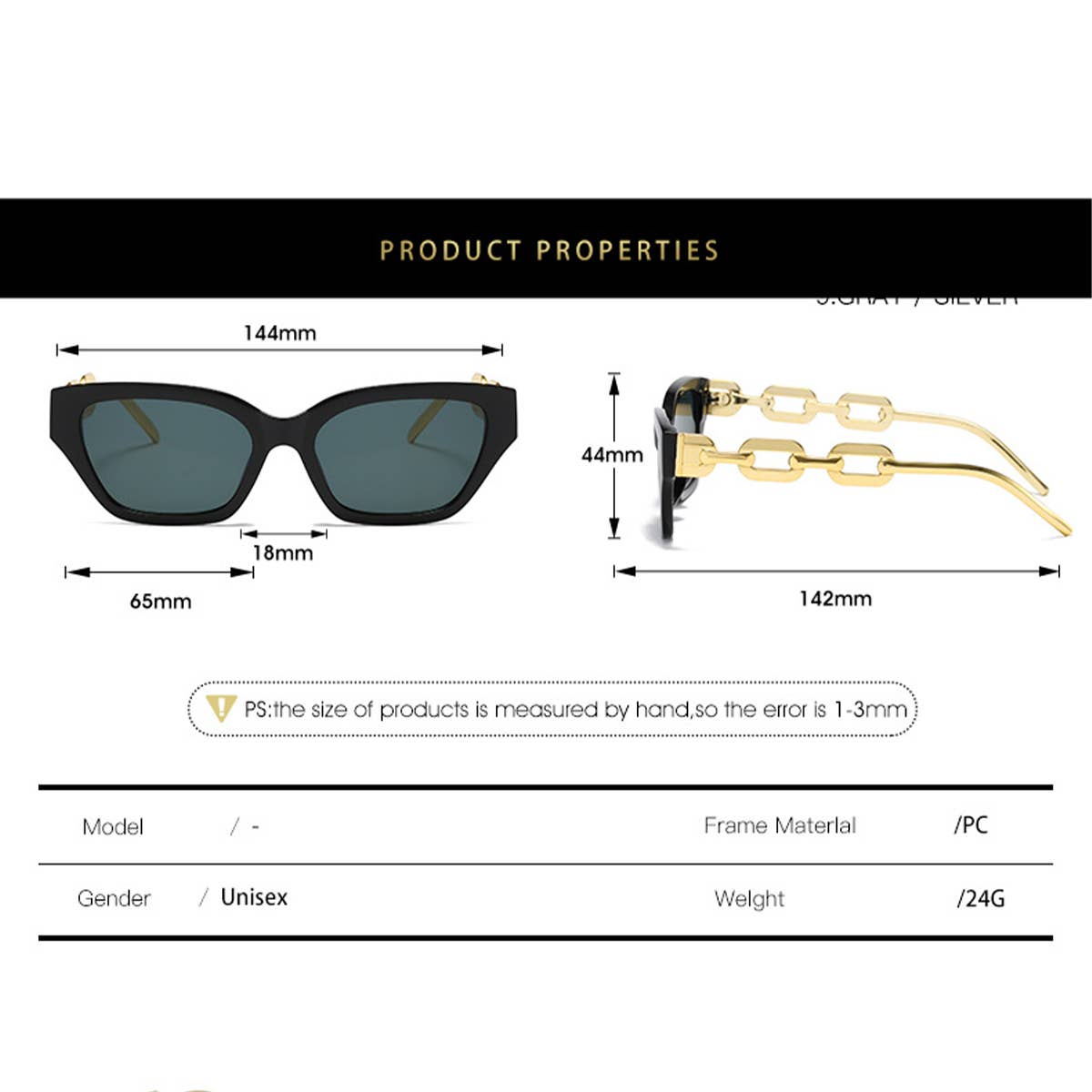 CAT-EYE CHAIN FASHION METAL SUNGLASSES WOMEN_CWASG0279