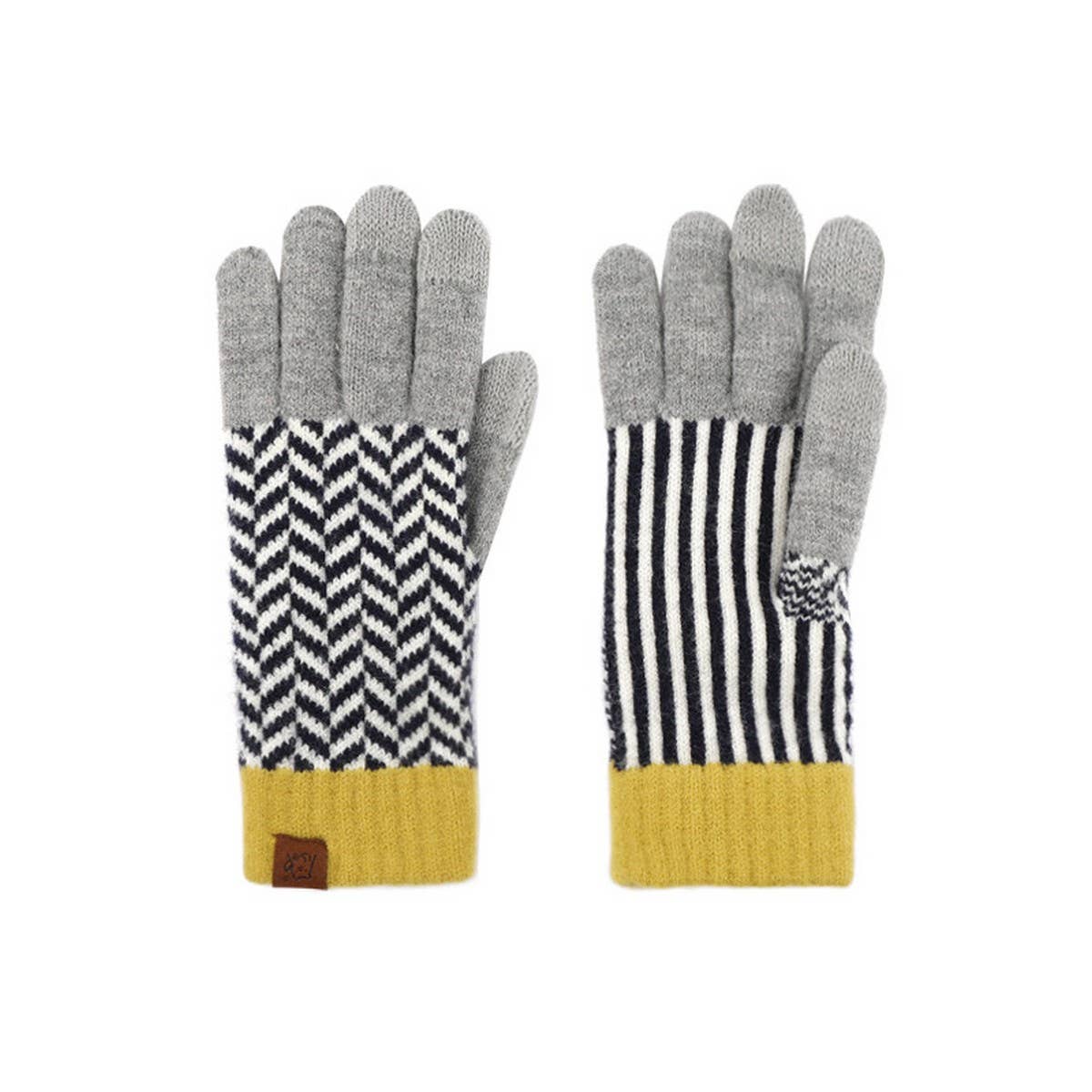 CONTRAST COLOR WOOL KNITTED JACQUARD WARM GLOVES