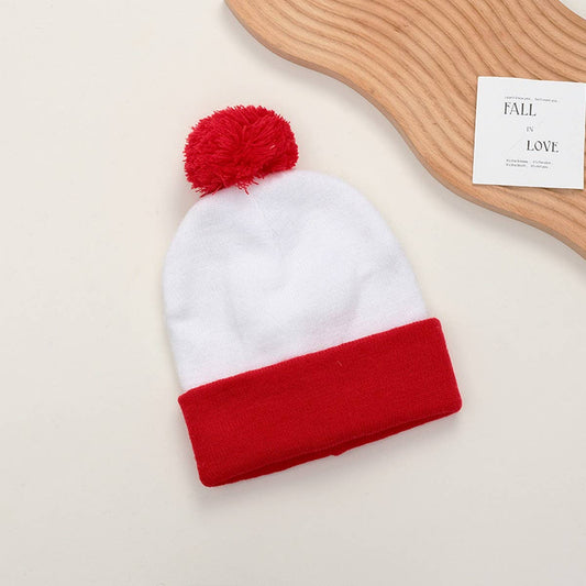 CWAH04339_CHRISTMAS STRIPED KNIT POM POM BEANIE HAT