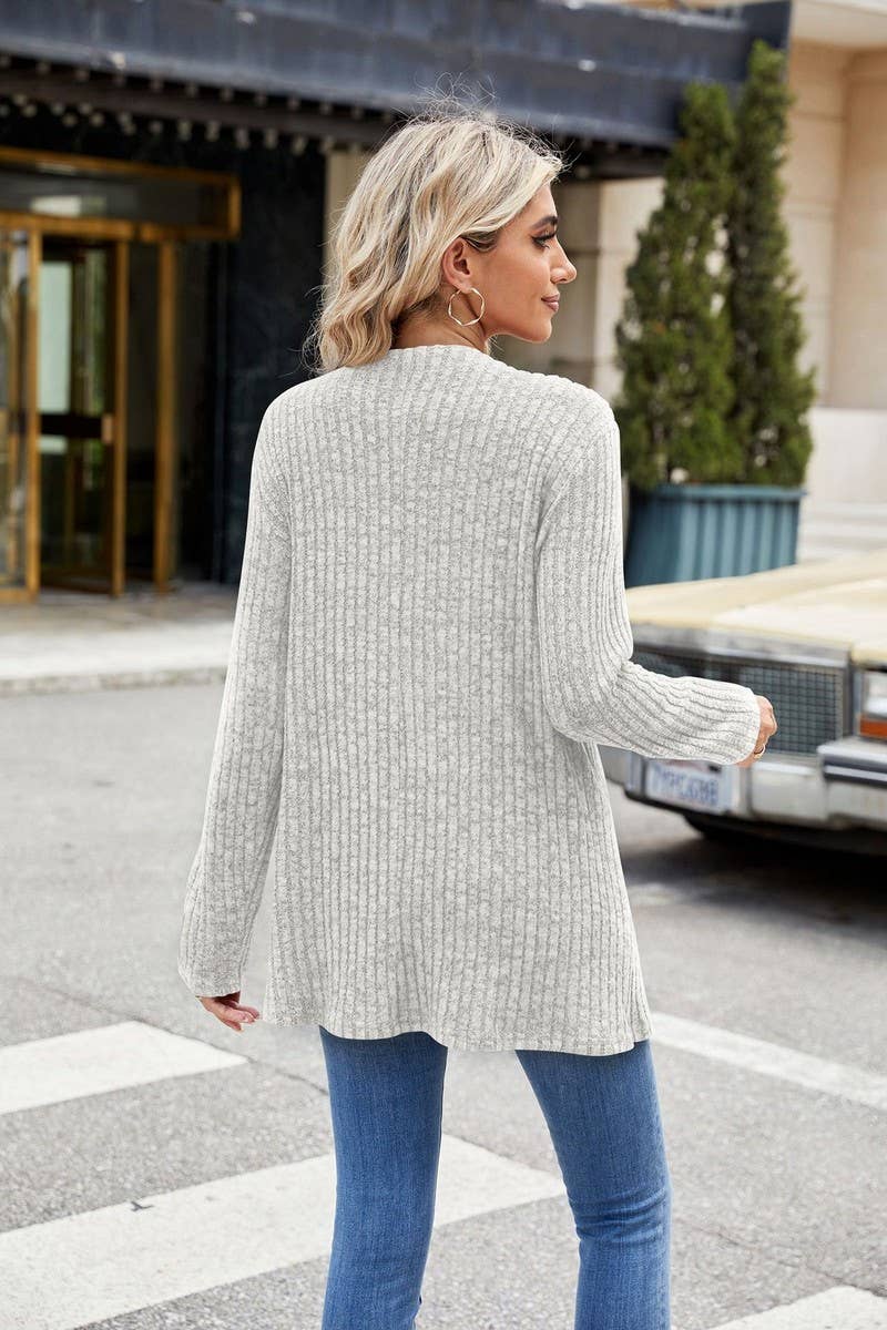 CWOCAL1917_LONG-SLEEVED FITTING BRUSHED KNITTED CARDIGAN
