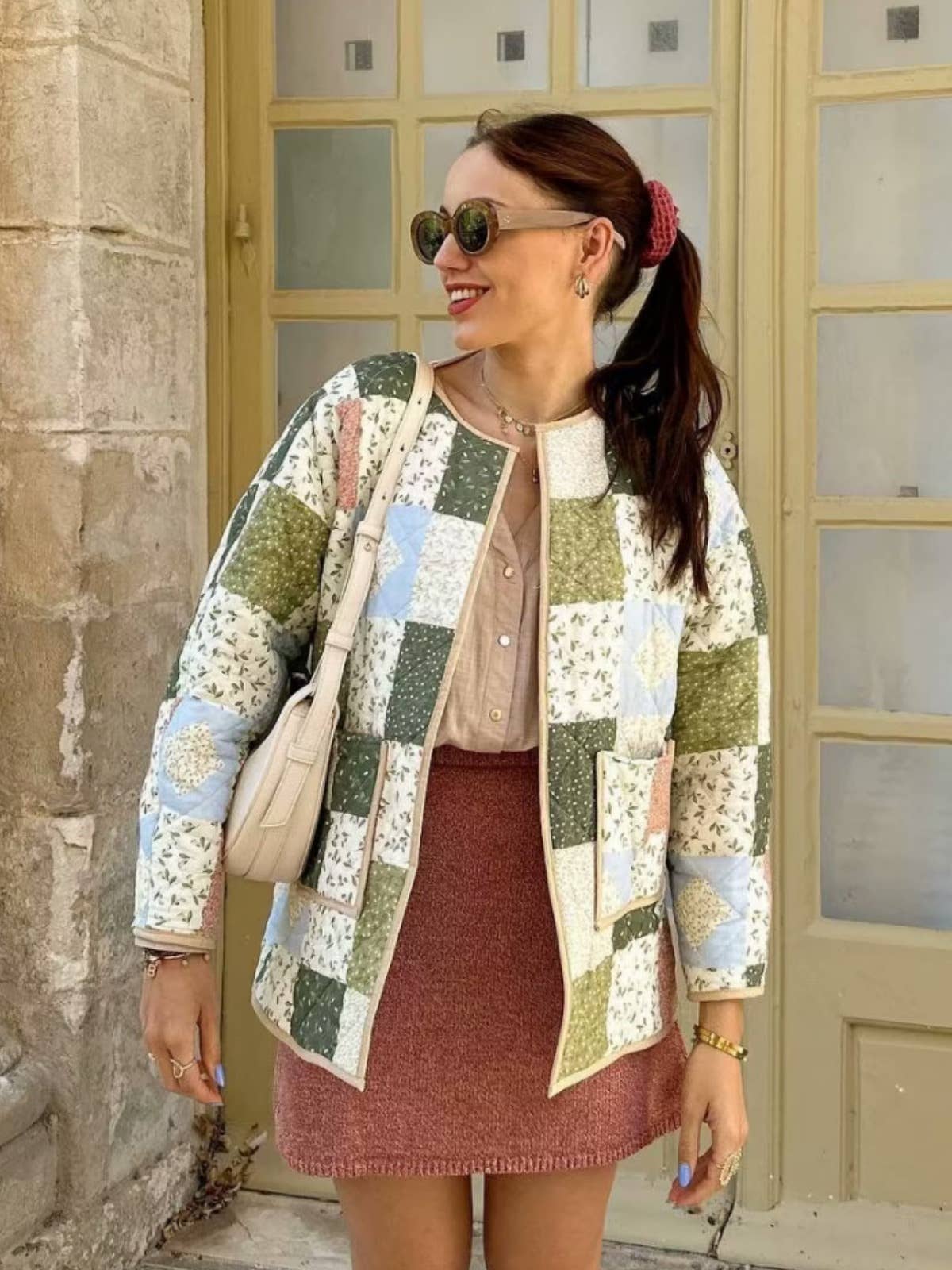 Fashionable printed loose quilted cotton jacket