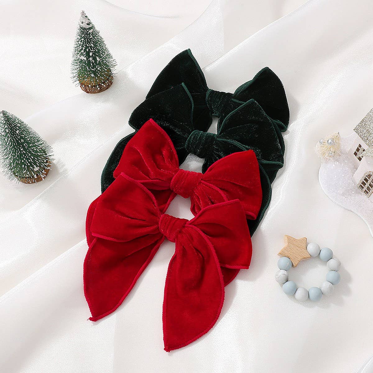 Vintage Christmas Bow Tail Hair Clip for Girls