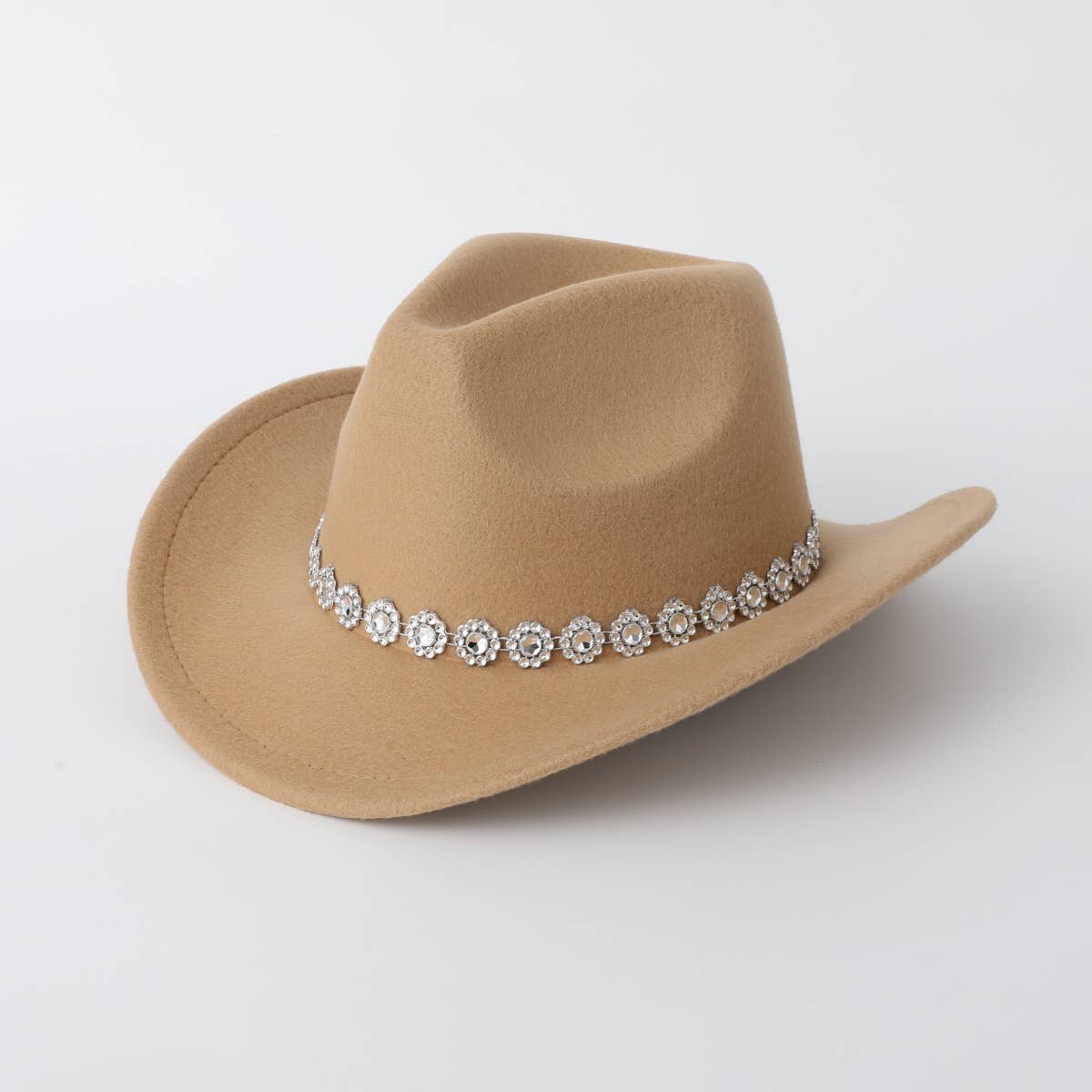 Sequin Spiral Brim Western Felt Fedora Hat_CWAH3634