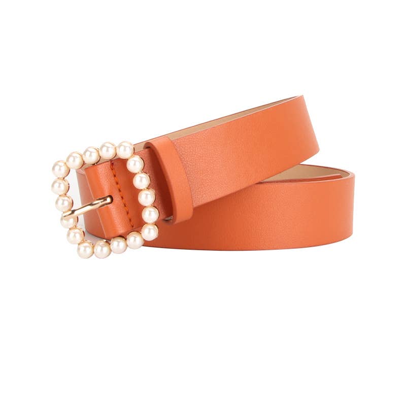 Fashionable square-shaped pearl buckle belt