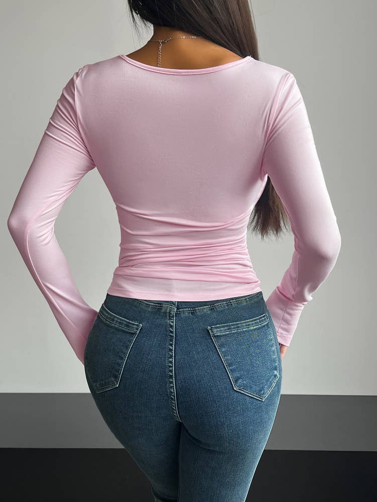 SQUARE-NECK LONG-SLEEVED PULLOVER BODICE