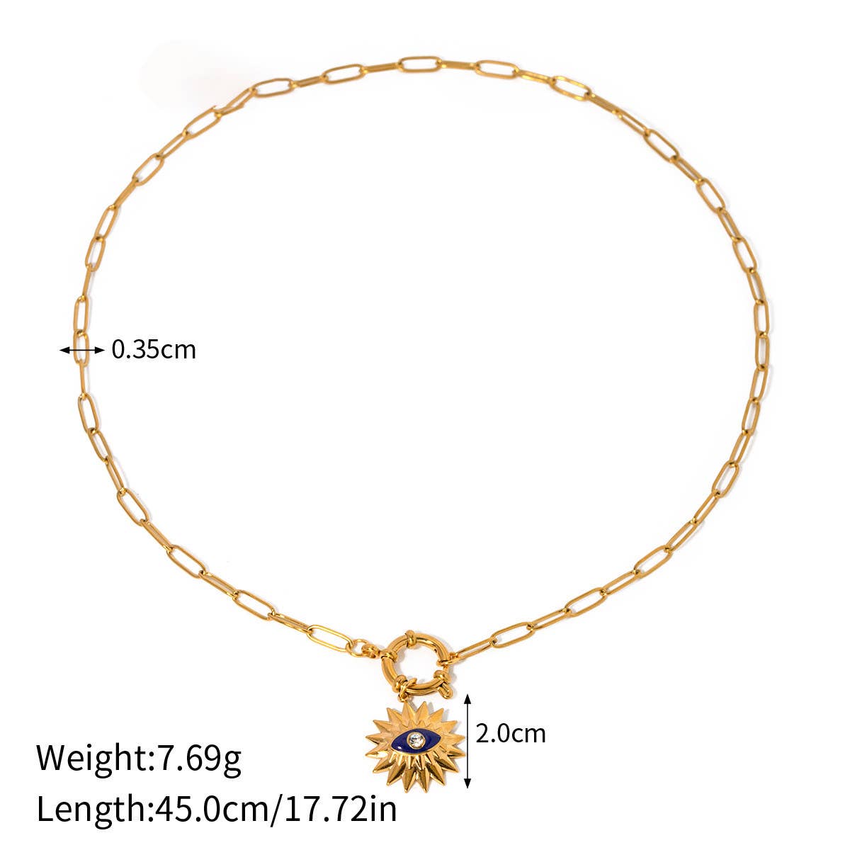 OIL DRIP RHINESTONE SUNFLOWER DEVIL'S EYE NECKLACE_CWAHA0913