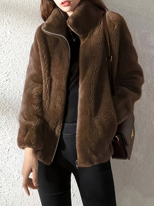 Thick fashionable and loose plush casual coat