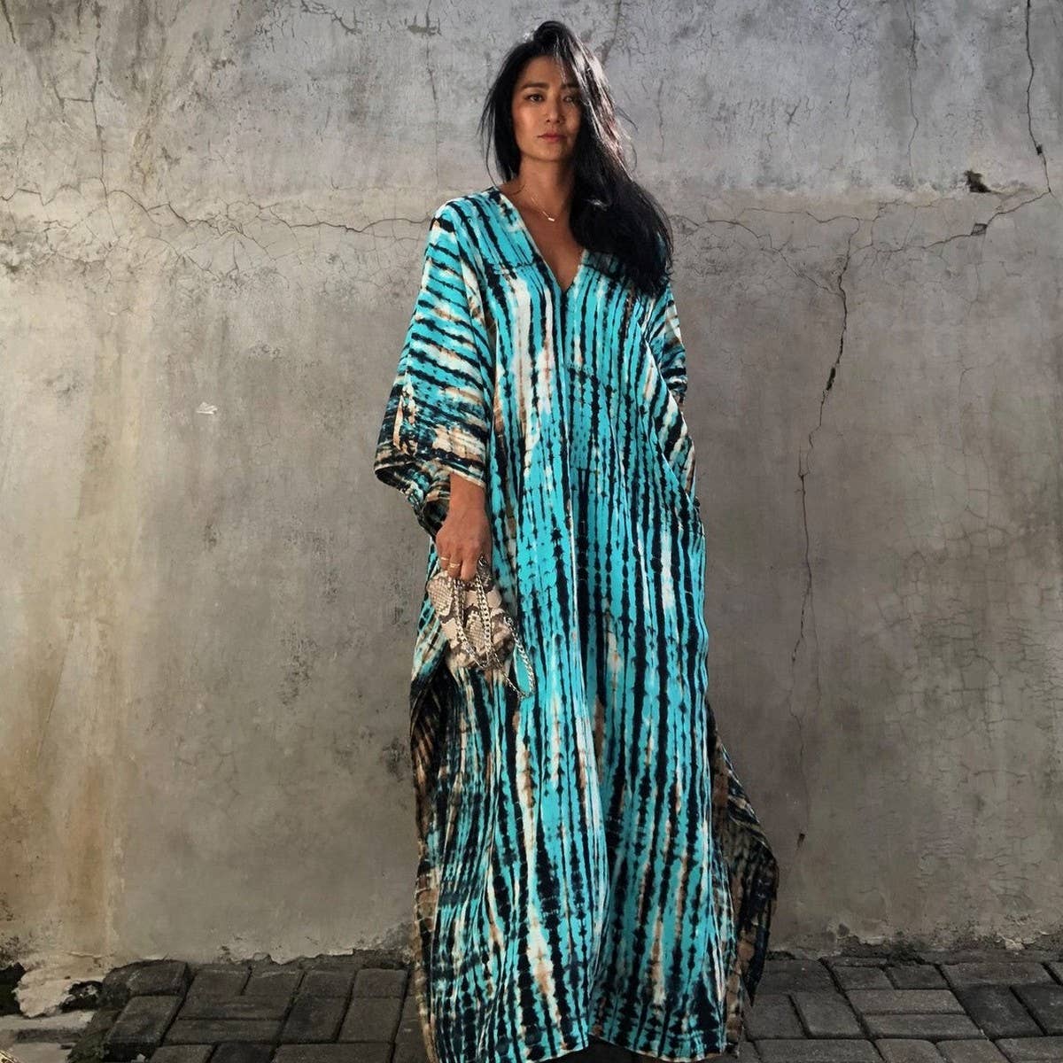 Tie-Dye Caftan Beach Cover-Up Loose Resort Robe