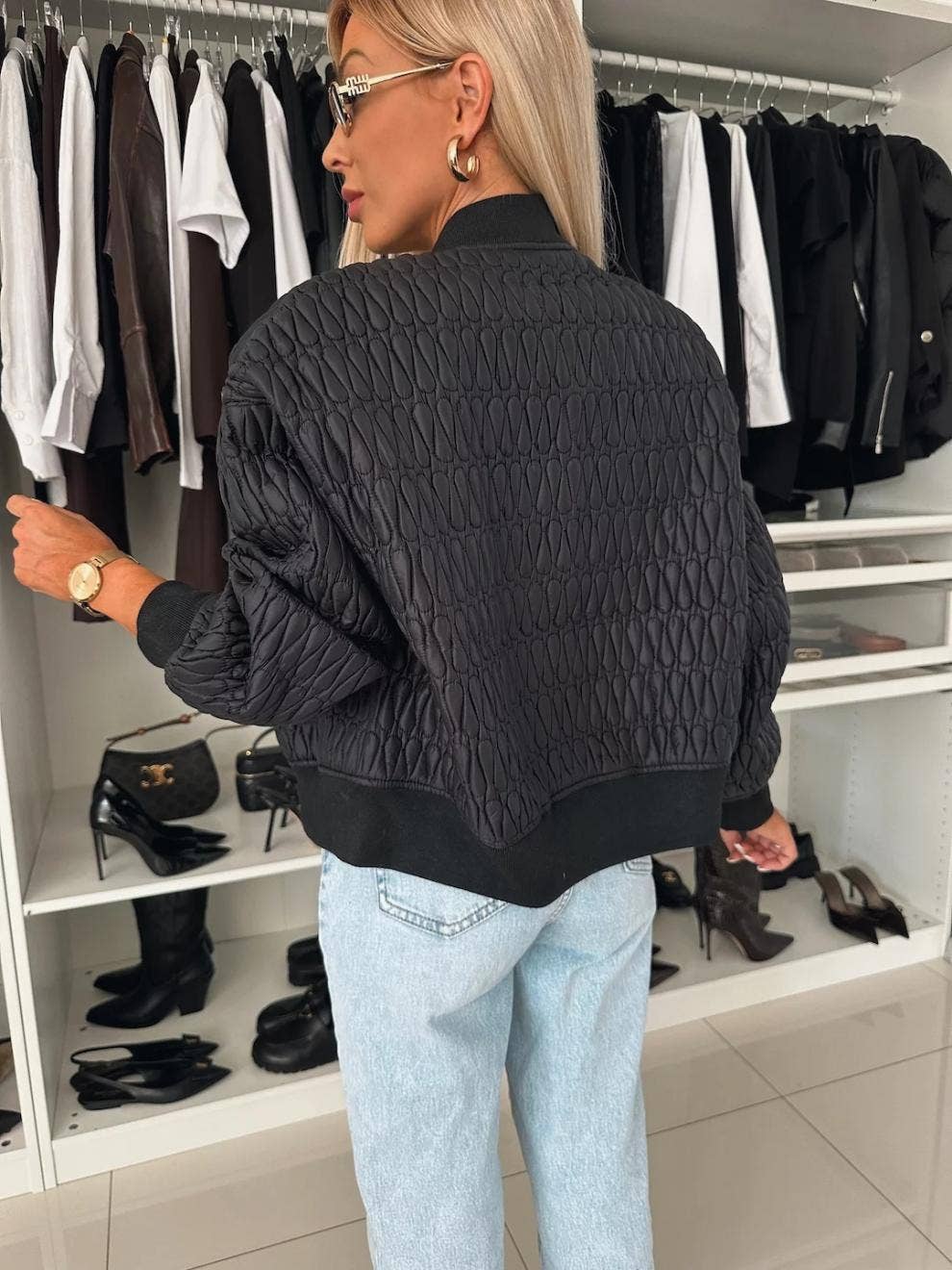 EMBROIDERED SHORT ZIPPER JACKET QUILTED JACKET