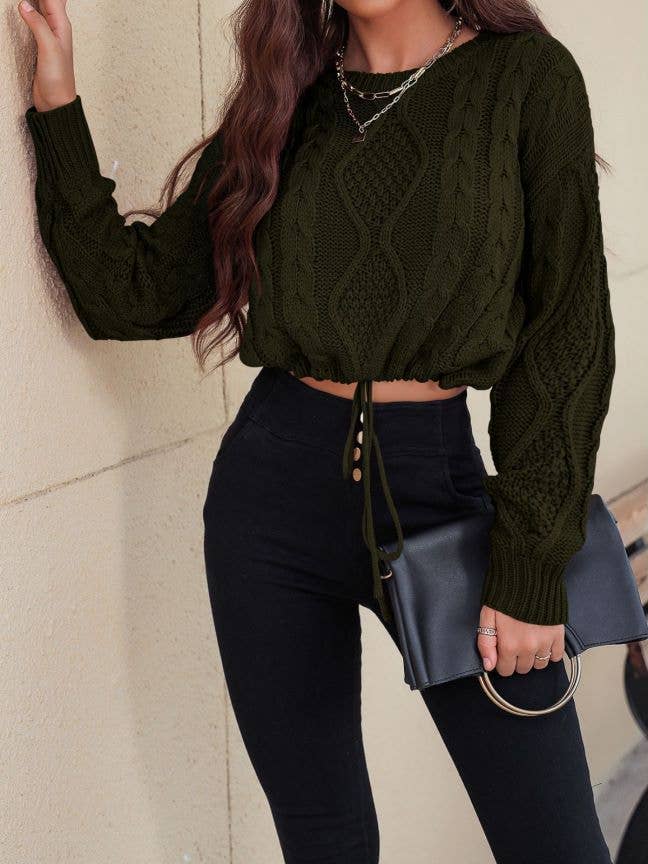 SOLID COLOR LOOSE CREW NECK SWEATER