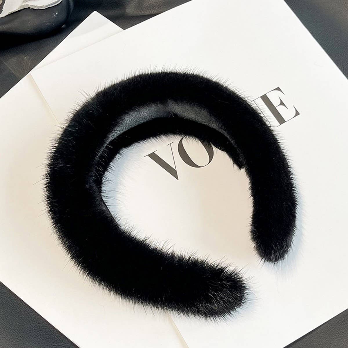 SOLID COLOR MINK HAIR HEADBAND CUTE PLUSH HEADBAND_CWAHA3304