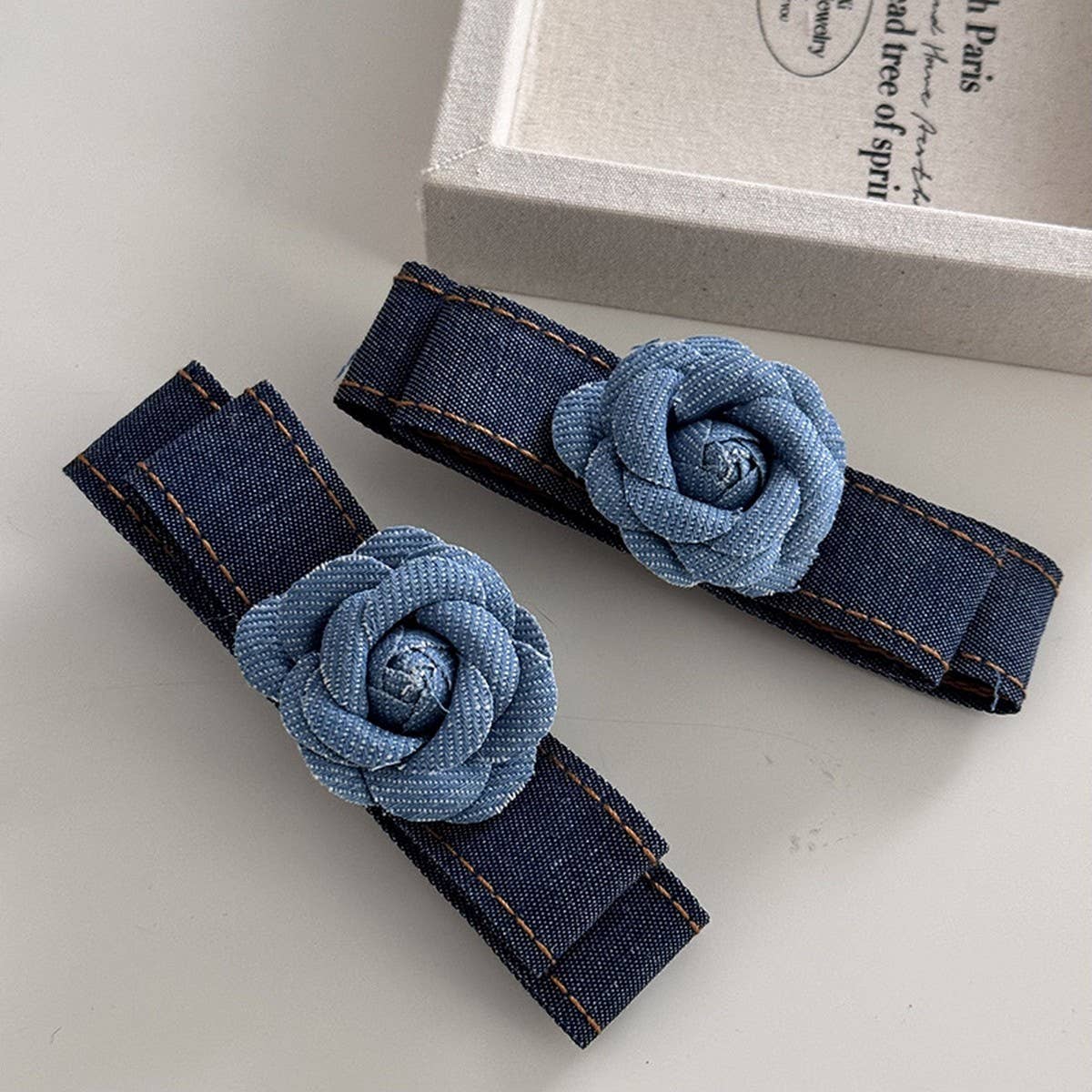NEW RETRO DENIM CAMELLIA HAIRPIN FOR WOMEN
