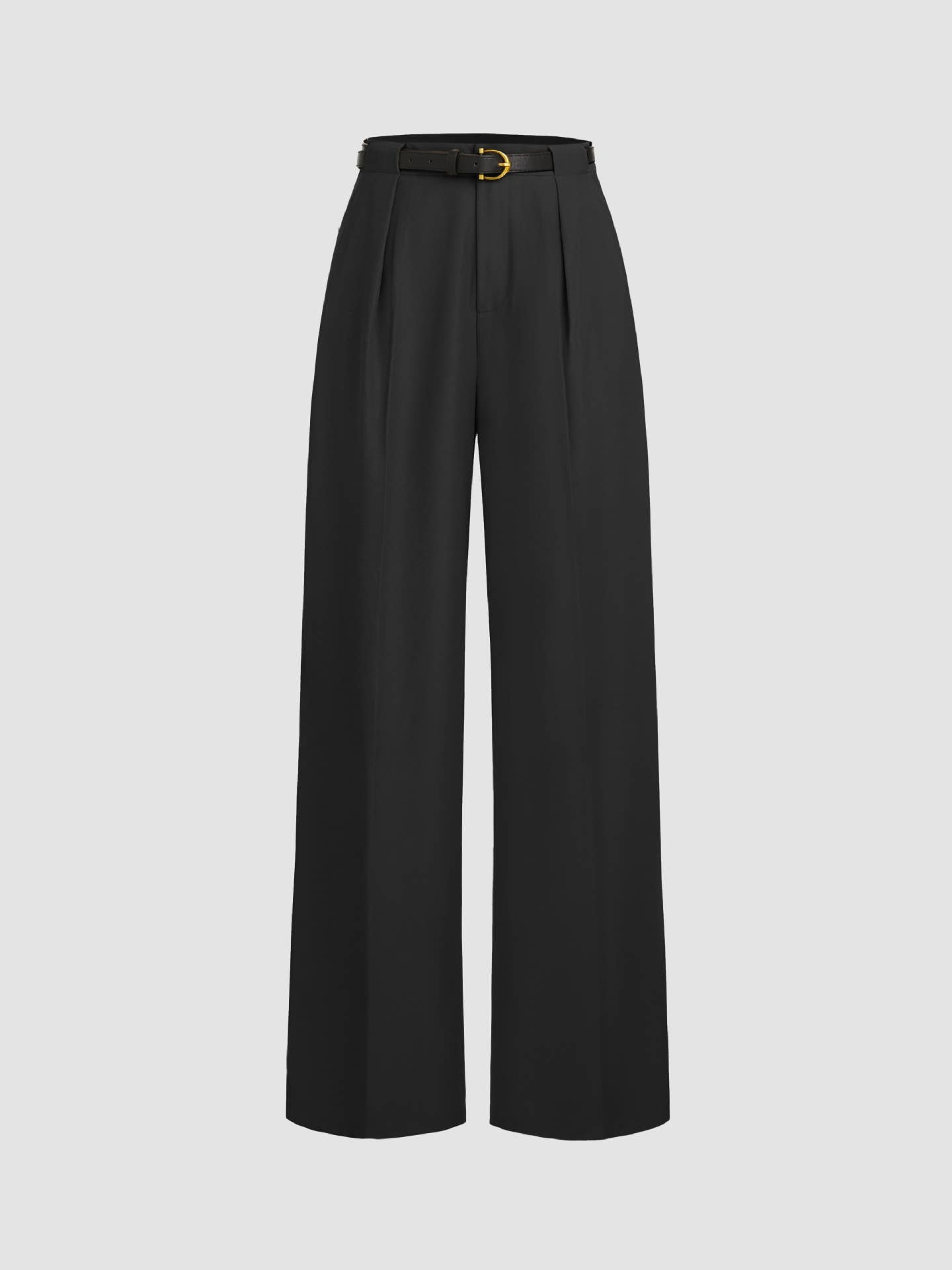 High-waisted straight-leg trousers with a belt