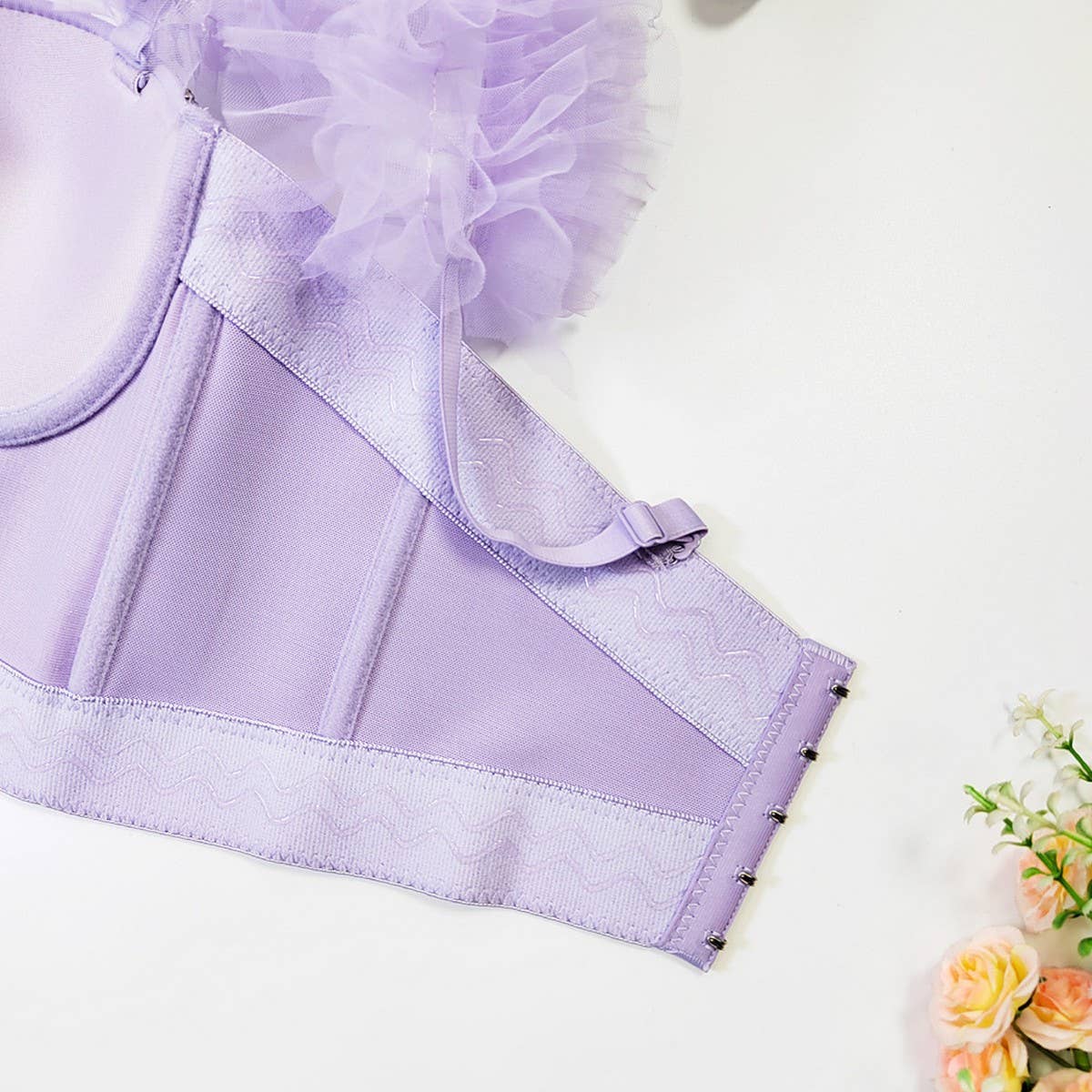 SWEET RUFFLE FITTED HERRINGBONE CORSET