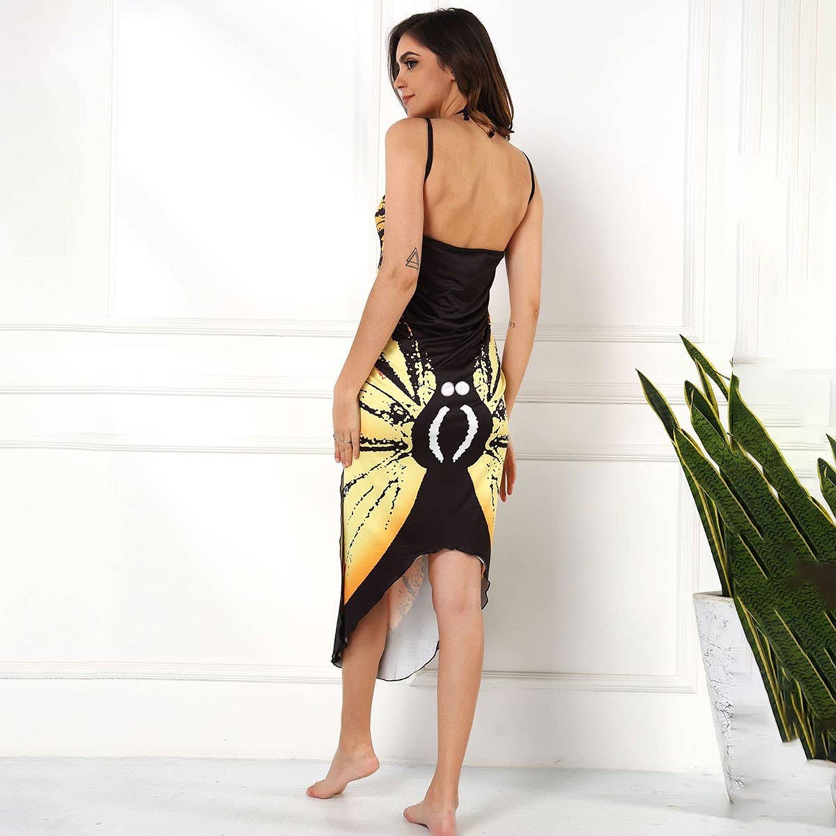 Sexy 3D Butterfly Print Sling Beach Cover-Up