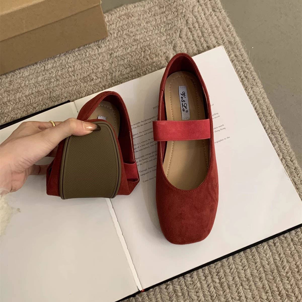 Suede Ballet Flats Mary Janes for Women_CWSHF0082