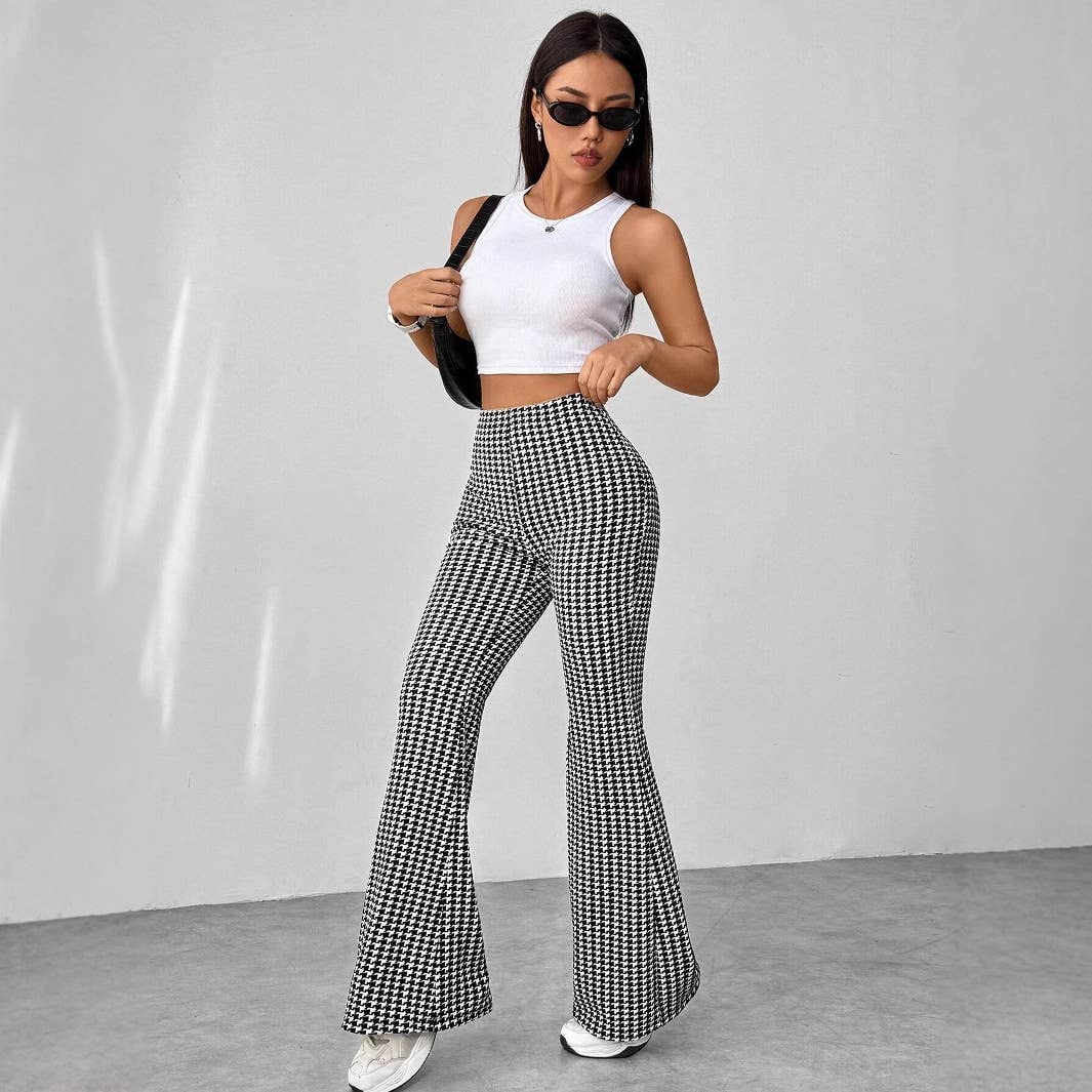 Thousand-bird high-waist slim-fit mini-pant