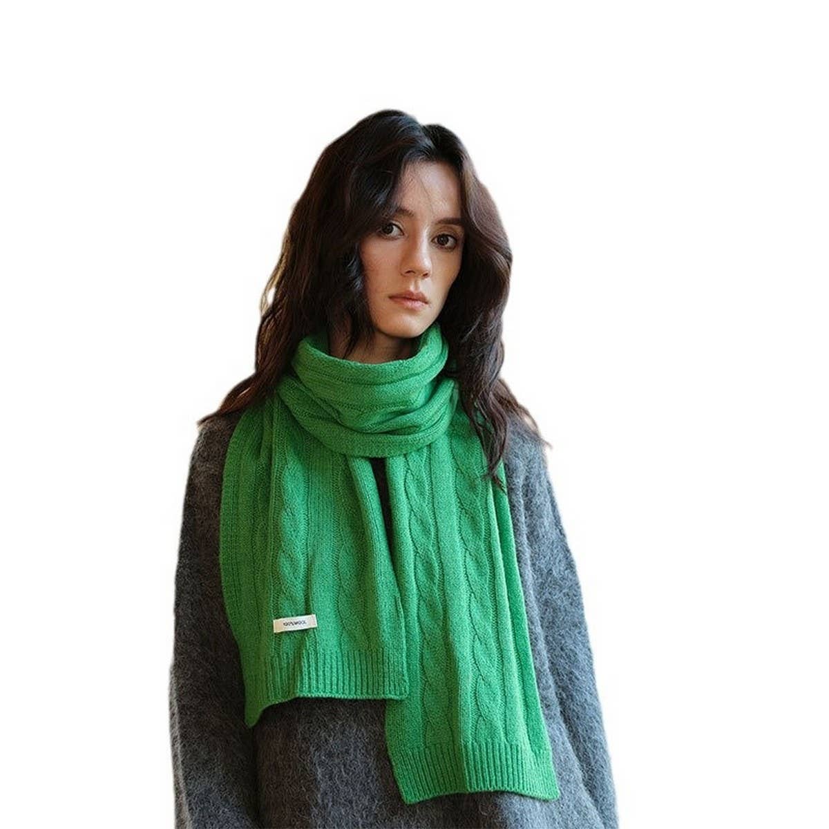 Wool Cable Knit Scarf ??Soft Double-Sided Wrap_CWASC2310