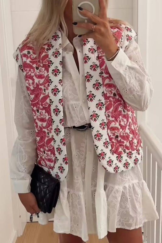 CWOCO0902_WINTER PRINT PATCHWORK SLEEVELESS WAISTCOAT