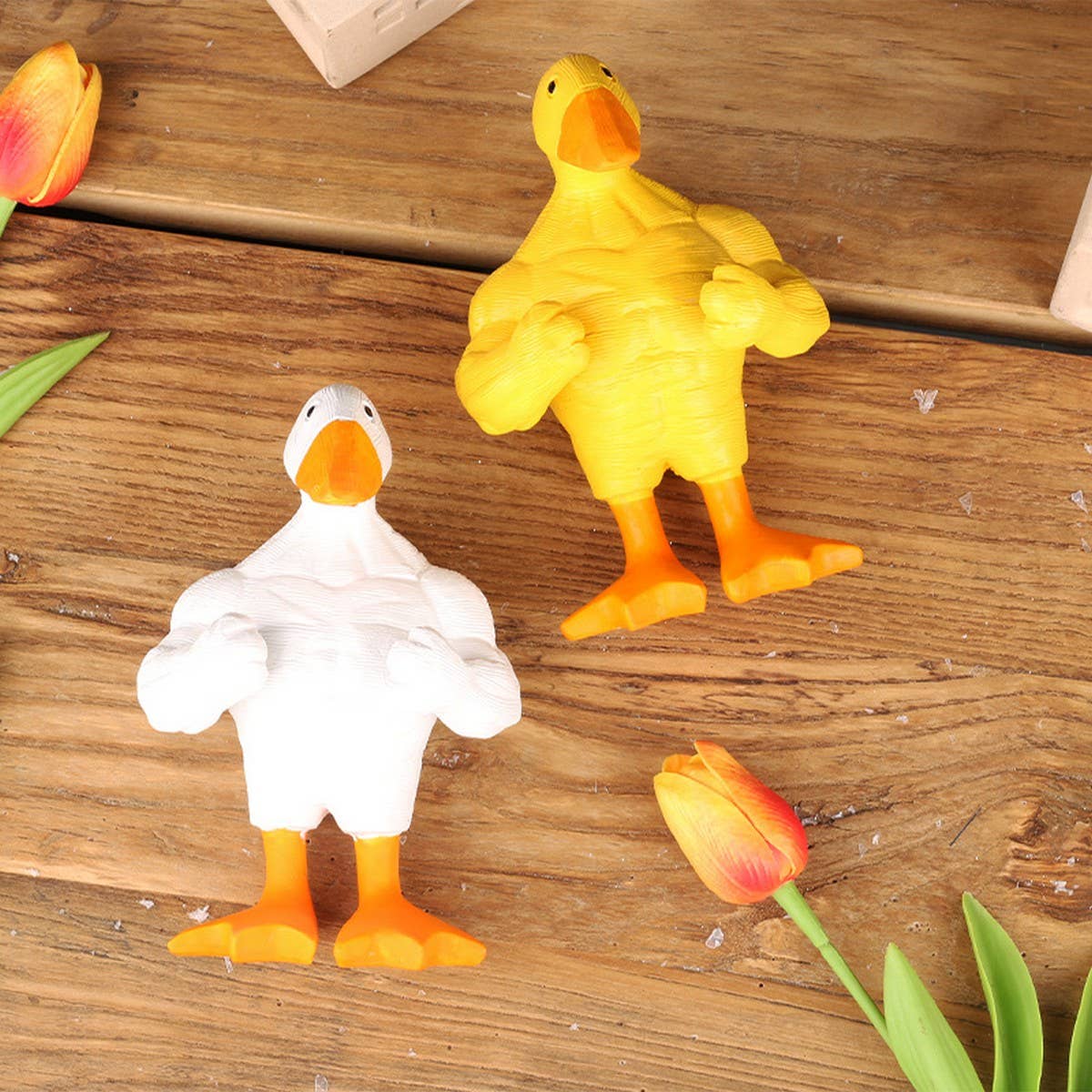Funny Muscle Duck Resin Garden Ornament_CWMM9873