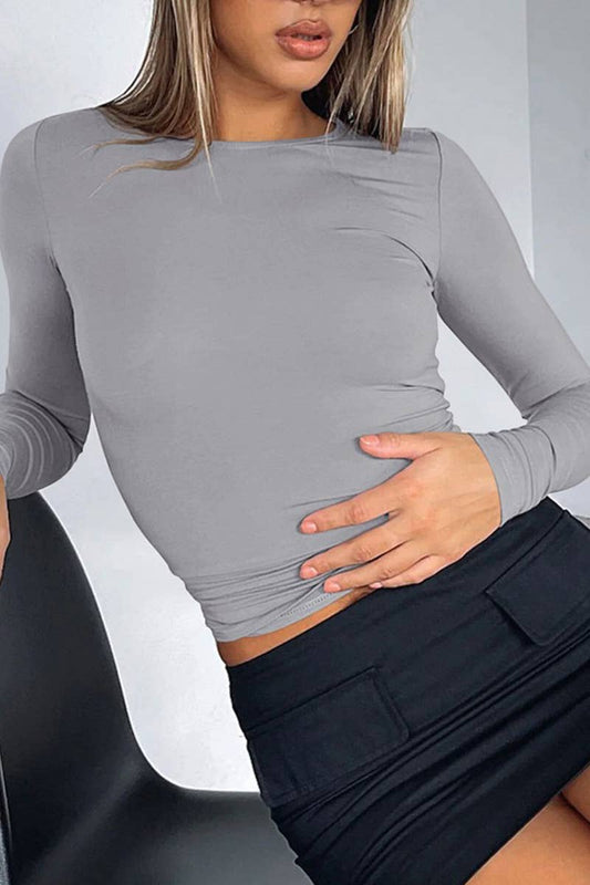 WOMEN'S CASUAL LONG SLEEVE ROUND NECK T SHIRT_CWTTL1673