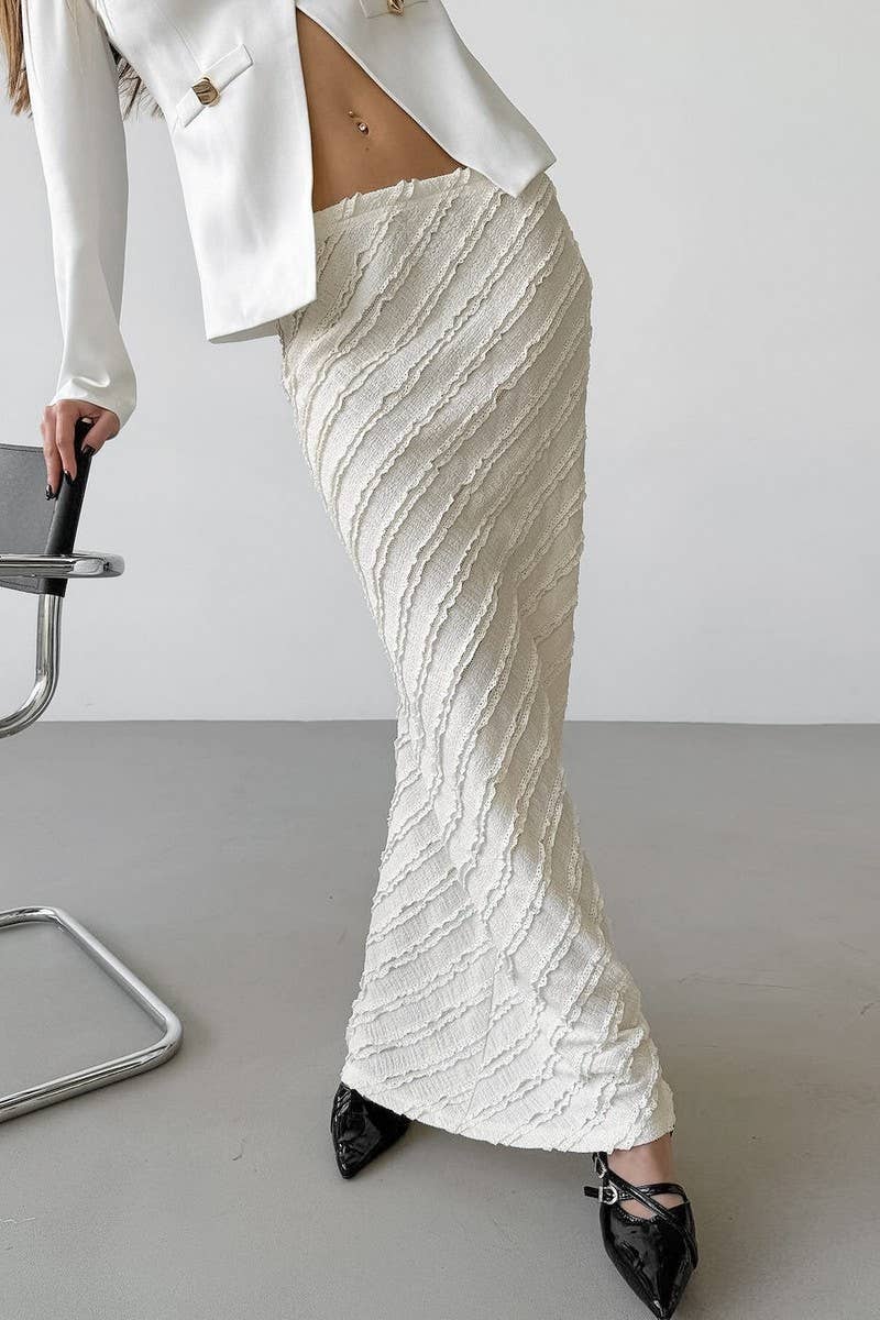 CWBLS0368_HIGH WAIST LACE TRIM SLIM MAXI SKIRT