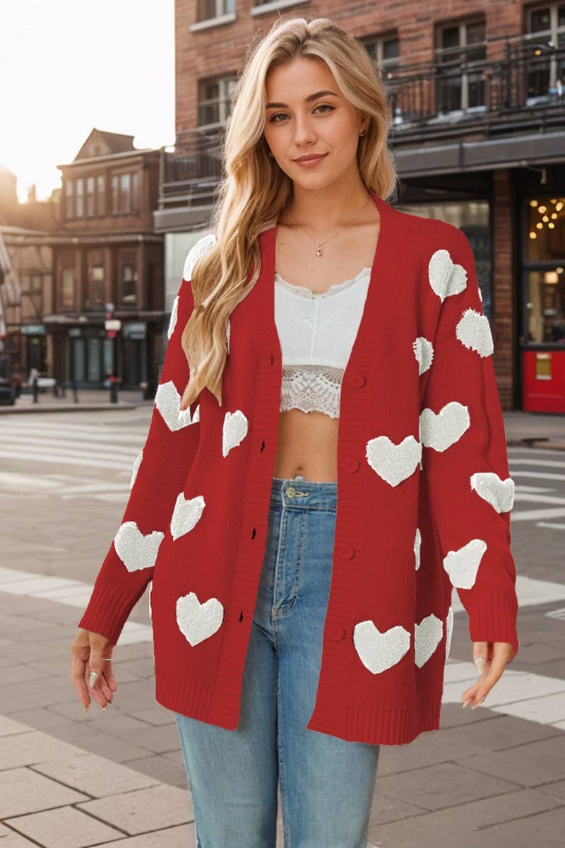CWOCAL0896_VALENTINE'S DAY HEART BUTTON MIDI KNIT CARDIGAN