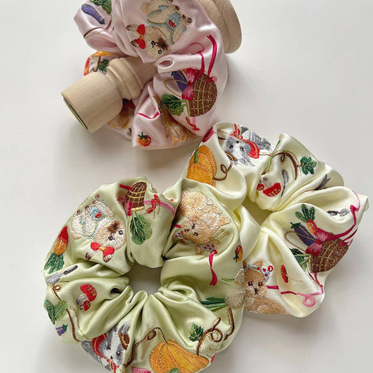 DESIGN SATIN CUTE EMBROIDERED BUNNY HAIRBAND