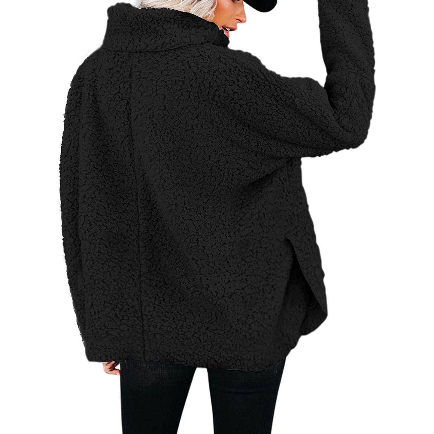 WOOLEN SOLID COLOR PULLOVER SHORT HOODIE WOMAN