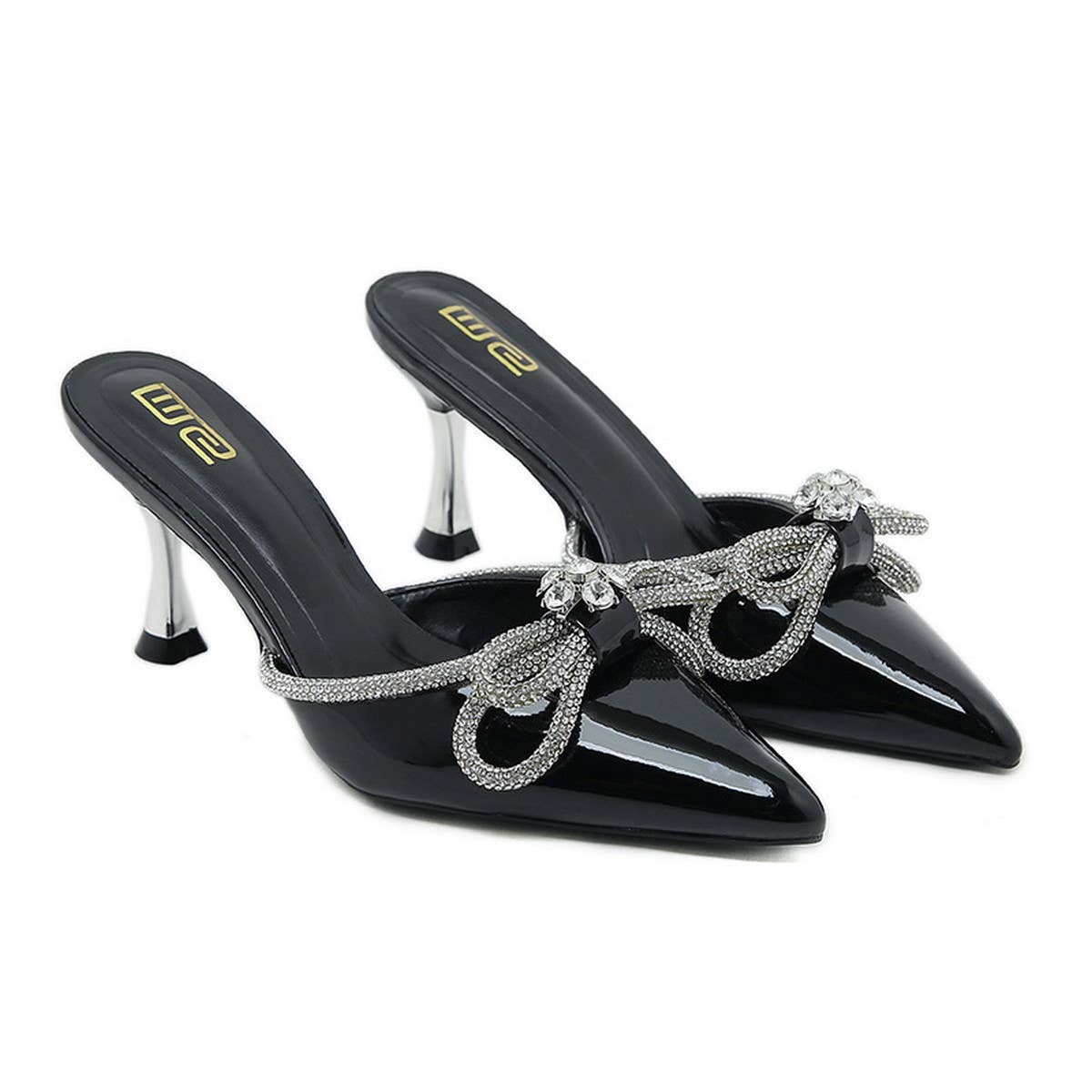 RHINESTONE BOW POINTED TOE HIGH HEELS