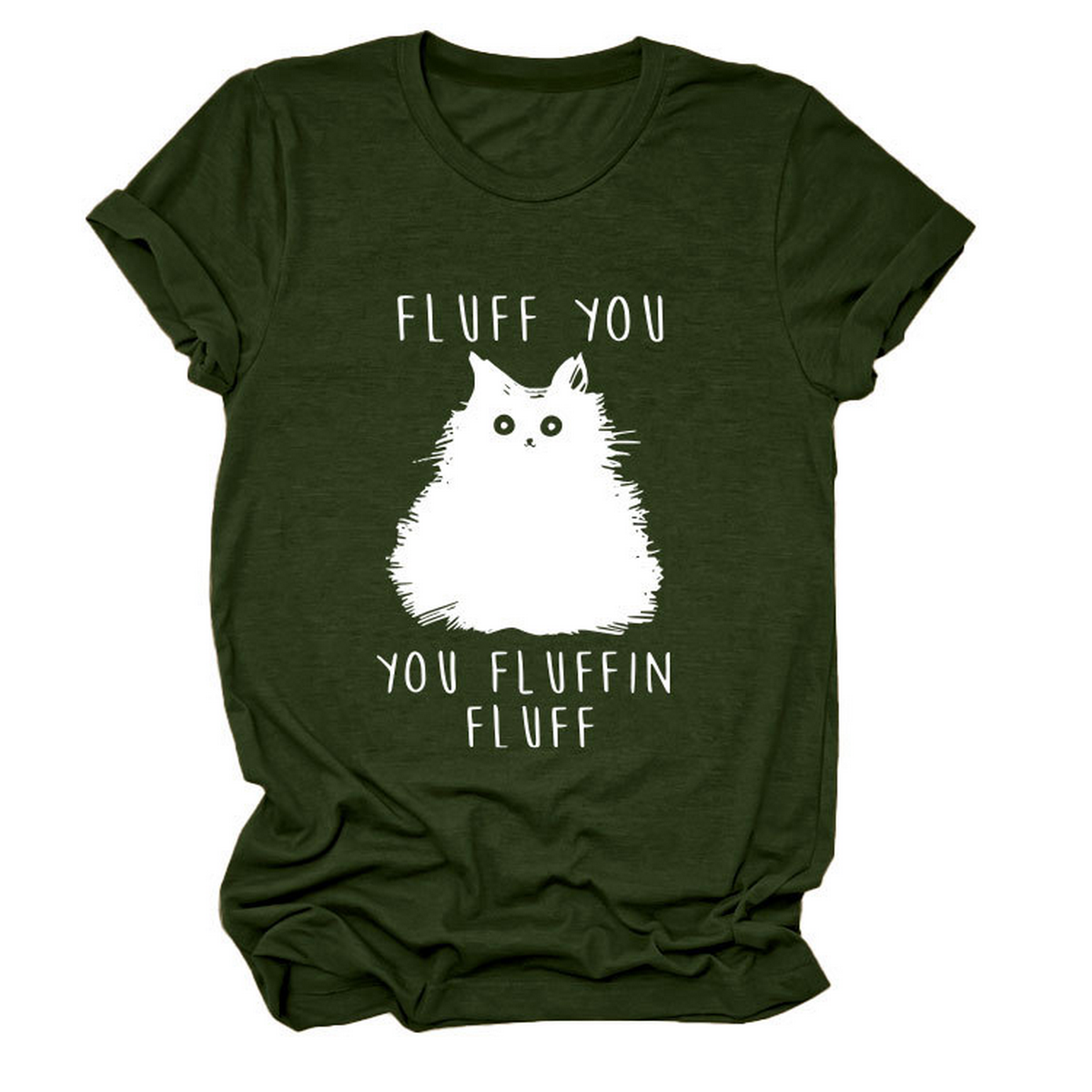Women??¢s Graphic Tee ??Fluff You Cat Print_CWTTSL0510