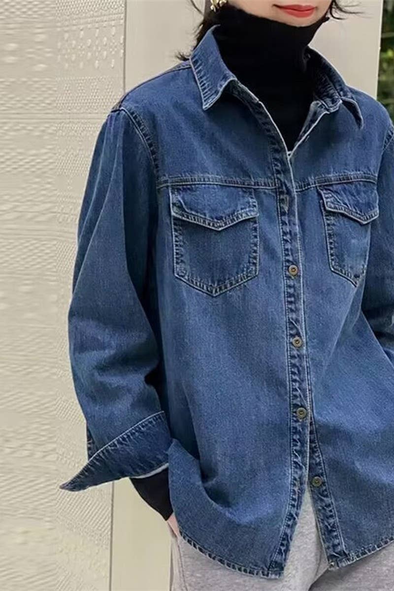 CWOBL00208_DENIM STRAIGHT SHOULDER HONG KONG STYLE SHIRT